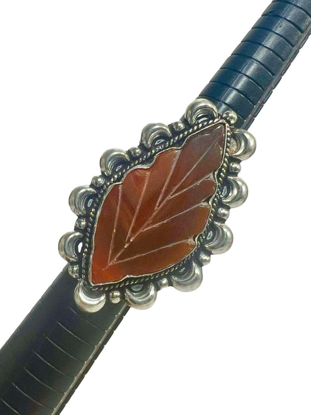 Carnelian 925 Gemstone Giant Leaf Ring size 9
